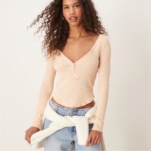 Free People Peach Long Sleeve Top - Picture 3 of 6